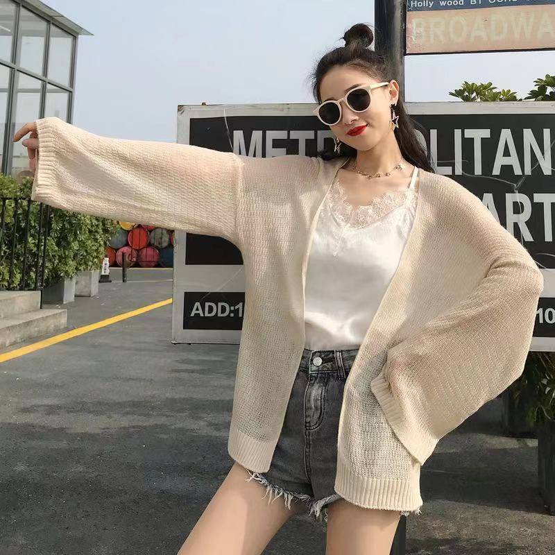 เสื้อคลุมผ้าฝ้ายแขนยาว ใส่ไปทะเล ผ้าฝ้ายใส่สบาย คาร์ดิแกน มีพร้อมส่ง 11สี #J2
