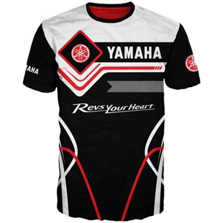 เสื้อยืดลําลอง แขนสั้น พิมพ์ลาย Yamaha Racing 3 มิติ ทรงหลวม สําหรับผู้ชาย