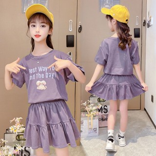 [พร้อมส่ง]  เสื้อผ้าเด็ก 3-14 ปี ชุดเด็กผู้หญิง ชุดฤดูร้อน กระโปรงเด็ก 2023 ใหม่ เด็กผู้หญิงอินเทรนด์ แขนสั้น ตาข่ายบาง สีแดง เสื้อผ้าเด็กอินเทรนด์