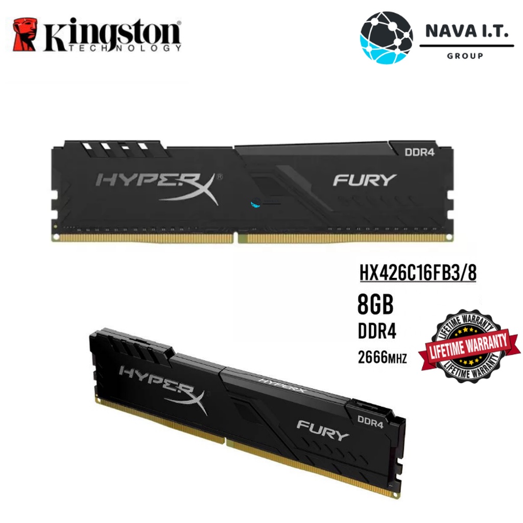 ⚡️กรุงเทพฯด่วน1ชั่วโมง⚡️ KINGSTON HYPERX FURY 8GB 2666MHZ DDR4 CL16 DIMM RAM BLACK - (HX426C16FB3/8)