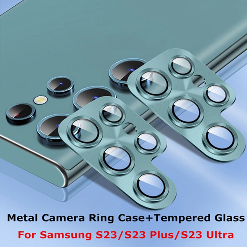 สําหรับ Samsung Galaxy S23 S22 Ultra ตัวป้องกันเลนส์กล้อง แหวนโลหะ กระจก สําหรับ S23 Plus ฟิล์มป้องกัน