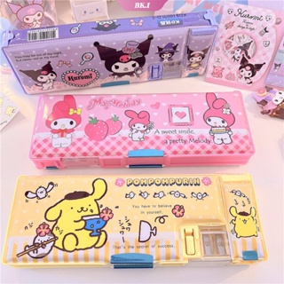 กระเป๋าดินสอ อเนกประสงค์ ลายการ์ตูน Sanrio Kurumi Cinnamoroll Kawaii สองด้าน สําหรับเด็ก