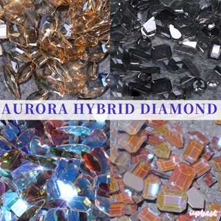 ♕Annies 100PCS/1กระเป๋า Aurora เจาะเครื่องประดับเล็บตกแต่งเลเซอร์เลื่อมพิเศษ Daimond เล็บอุปกรณ์อุปกรณ์เสริม17รูปแบบสำหรับเล็บ Salon UPBEST