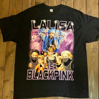 เสื้อยืดคอกลมเสื้อยืด Bootleg LISA BLACK PINK เสื้อสไตล์เกาหลีS-4XL