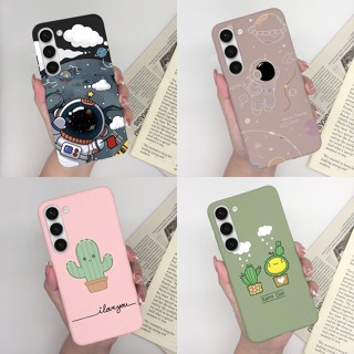 เคสโทรศัพท์มือถือเจลลี่นิ่ม ลายนักบินอวกาศ กระบองเพชรน่ารัก หรูหรา สําหรับ Samsung Galaxy S23 S23 Plus S23 Ultra