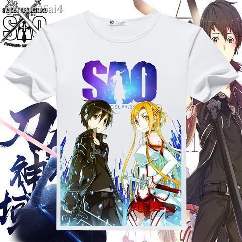 เสื้อผ้าแฟชั่น☃✗☈Sword Art Online เสื้อยืดแขนสั้น Kirito Asuna Sinon Anime Peripheral Clothes Men s and Women Tops _05