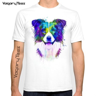 I Love my Border Collie Dog Print T-Shirt New Summer Fashion mens Border Collie Watercolor Painting Casual Tops Hi_04