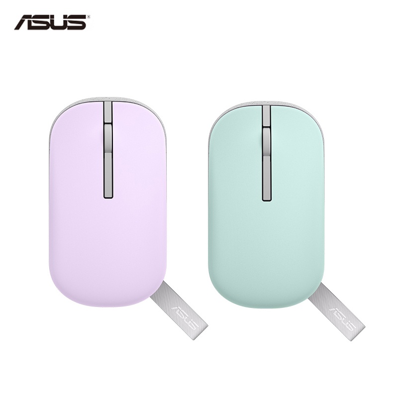 Asus Marshmallow Mouse MD100 เมาส์ออปติคอลไร้สาย บลูทูธ 1600 DPI แบบบาง ไร้เสียง สีม่วง และสีเขียว สําหรับคอมพิวเตอร์ แล็ปท็อป