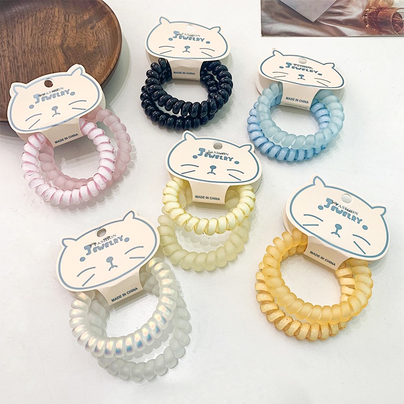 2 ชิ้น ผู้หญิง ใหม่ ยางรัดผม ในการ์ด สีลูกกวาด ใส ฝ้า โทรศัพท์ ลวด ยางรัดผม ที่เรียบง่าย และไร้รอยต่อ สายหนัง เชือกคาดศีรษะ เครื่องประดับผม