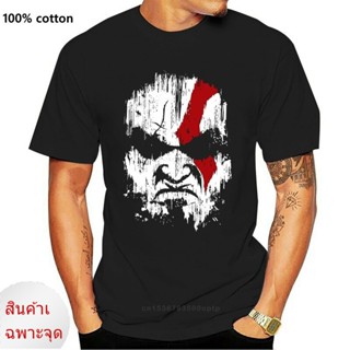 Short Sleeve Cotton Casual T-Shirt Printed KRATOS GOD OF WAR DEMIGOD FACE BLACK CLASSIC GAMERS PH3 For Men NJhpdk55_02