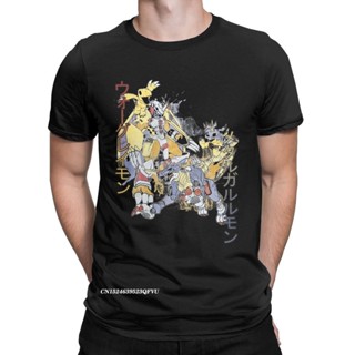 Digimon The Orange Dragon And The Cyborg Wolf Cotton Tees Anime Digital Monster Oversized T Shirt_08