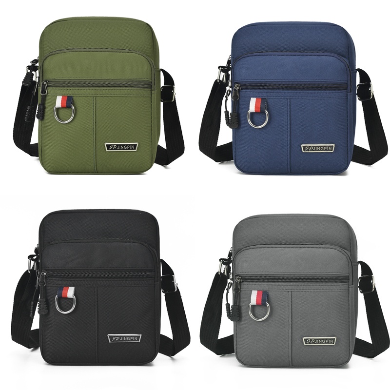 (w240)กระเป๋าสะพายข้างชายใบน้อยเท่ๆสูง20เซ็น 3ซิป แต่งห่วงเงิน vgetbag