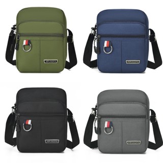 (w240)กระเป๋าสะพายข้างชายใบน้อยเท่ๆสูง20เซ็น 3ซิป แต่งห่วงเง…