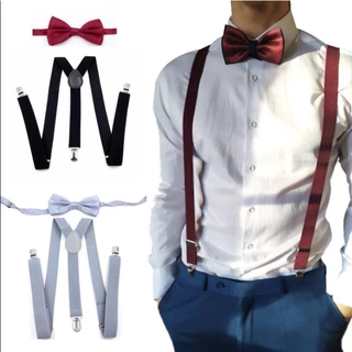 👔COD🧥สายเอี๊ยมผู้ใหญ่ ผ้าผูกคอหูกระต่าย แฟชั่นสำหรับผู้ชาย ยืดได้ปรับได้ ผู้ใหญ่ สายเอี๊ยม แบบหนีบ