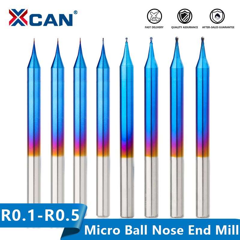 g_2 XCAN คาร์ไบด์เครื่องตัด R0.1-R0.5สองขลุ่ย Micro Mill สำหรับไม้จมูก End Mill เครื่อง CNC Router Bit Millin iwb