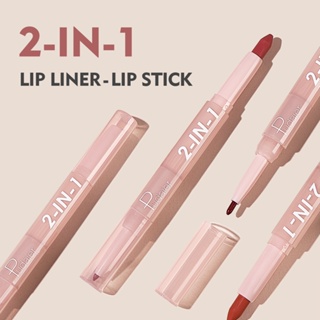 2 In 1 ลิปไลเนอร์ กันน้ํา แต่งหน้า ลิปไลเนอร์ 16 สี เนื้อแมตต์ กํามะหยี่ ลิปสติก ปากกา / ลิปทินท์ ลิปทินท์ กันน้ํา ติดทนนาน