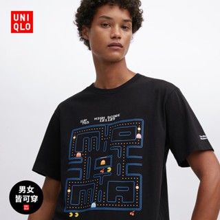 Uniqqlo เสื้อยืดแขนสั้นลําลอง ผ้าฝ้าย พิมพ์ลายเกม ทรงหลวม สําหรับผู้ชาย และผู้หญิง