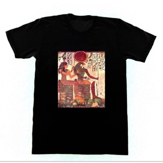 oversize T-shirt เสื้อยืดคอกลม ผ้าฝ้าย พิมพ์ลาย Ra &amp; Isis Magic Magik Egypt Horus Pharaoh สไตล์คลาสสิก สําหรับผู้ชาย S-5