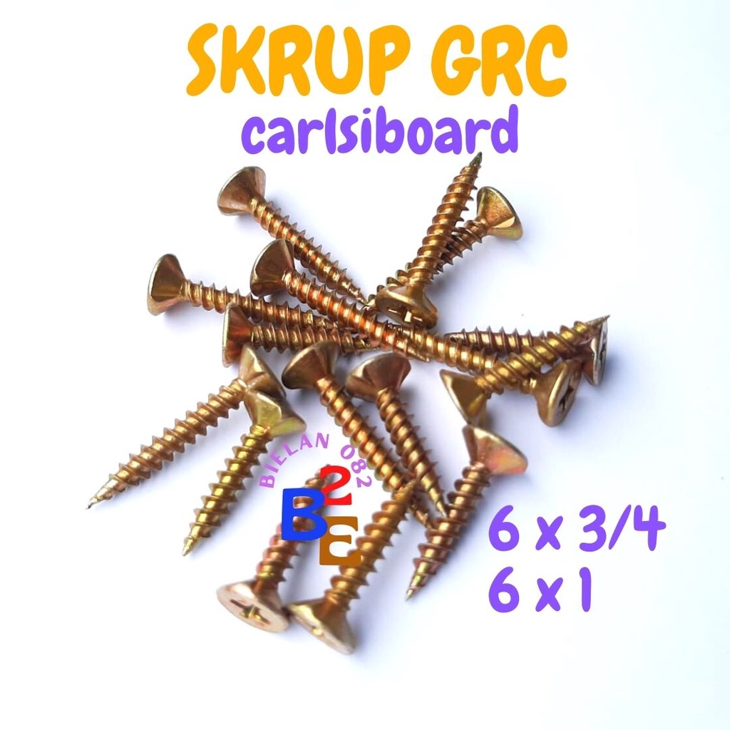 B82 Kalsiboard สกรู Bolt 6 x 3/4 B82 สีเหลือง GRC Kalsi สกรู Bolt 6 x 1 Calcbord GRC สกรู