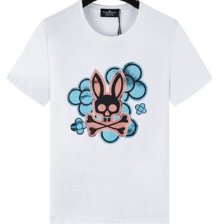 Psycho bunny love skull bunny เสื้อยืดคอกลม แขนสั้น สําหรับผู้ชายและผู้หญิง