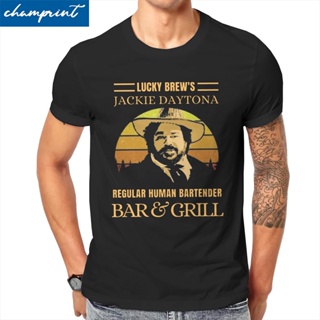 Lucky Brews Jackie Daytona Bartender T-Shirts Men What We Do in the Shadows Cotton Tee Shirt Crewneck T Shirts Tops