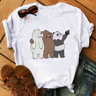 Bare Bears Funny Print T-shirts Summer Women Clothes 2021 T-shirt_07