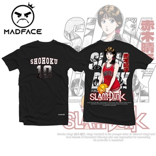 MAD FACE lalaki at babae parehong istilo slam dunk Akagi Haruko black and white anime trend T-shirt_09