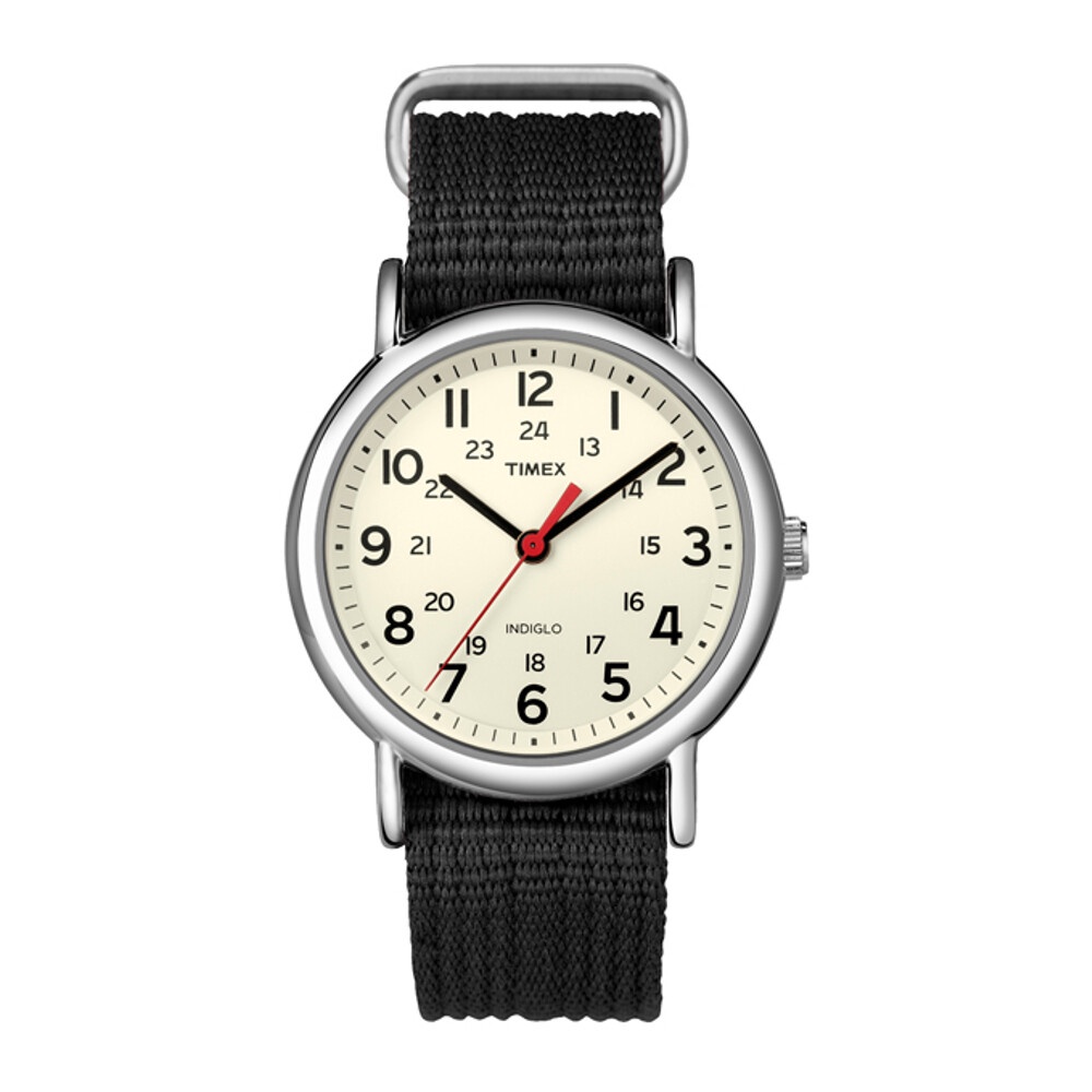 Timex TWC027600 WEEKENDER CLASSIC นาฬิกาข้อมือผู้ชาย สายผ้า สีดำ หน้าปัด 38 มม.
