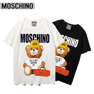 ✶✚2022 New MOSCHINO T shir Summer Men Woman Black White Little Bear letter Printing Tide Brand Fine Cotton O-Neck T-shir