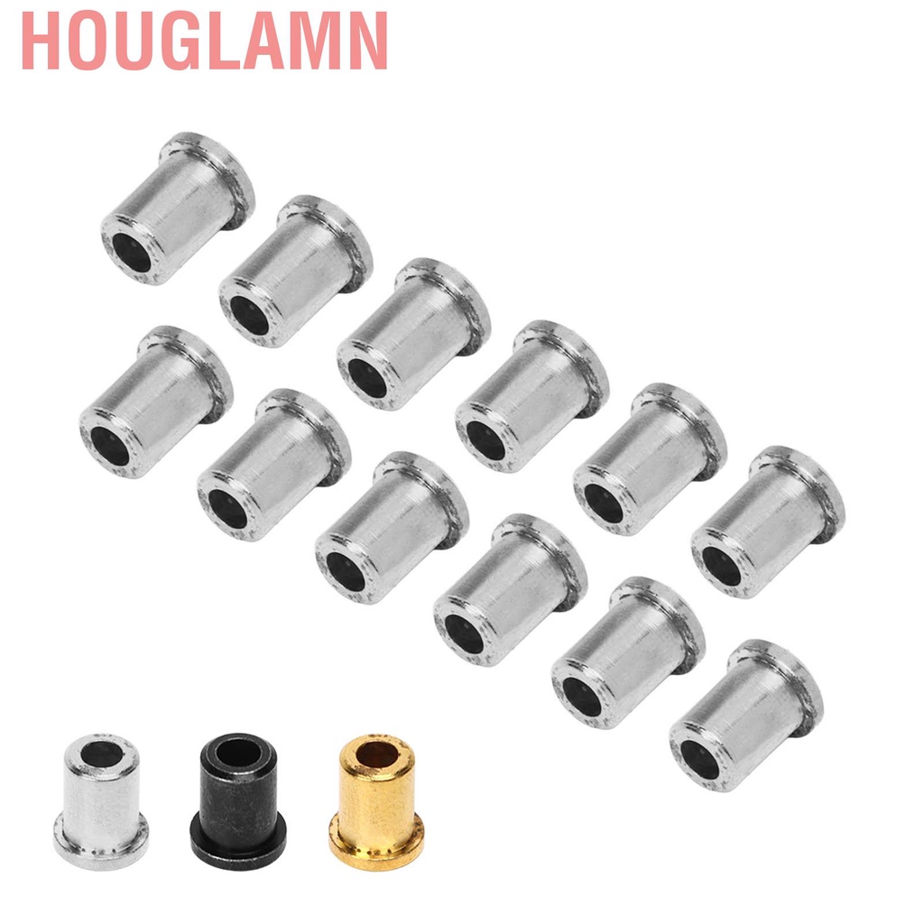 Houglamn 12PCS กีตาร์ผ่าน Body Ferrules เปลี่ยนสายโลหะ BUSHING สำหรับไฟฟ้า