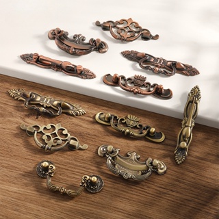 มือจับลิ้นชัก โลหะผสมสังกะสี สีบรอนซ์ สไตล์วินเทจ สําหรับเฟอ…