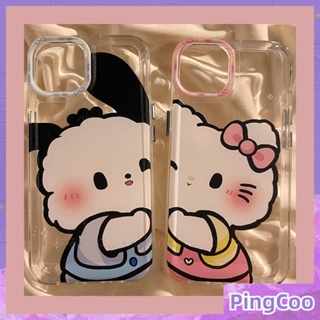 PingCoo - Space Case For iPhone 14 13 12 11 Pro Max 6 6s 7 8 Plus XR Silicone Soft Big Hole Transparent Case Cartoon Cute Camera Protection Plating Buttons Shockproof Back Cover