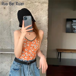 RUO BEI XUAN เสื้อกั๊กสตรี 2023 ฤดูร้อนใหม่แฟชั่นเซ็กซี่พิมพ์ยกทรง