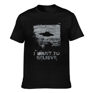 [S-5XL] เสื้อยืด ผ้าฝ้าย พิมพ์ลาย I Want To Believe Alien Ufo Area 51 Roswell X Files Space Ship สีเทา แฟชั่นฤดูร้อ_02