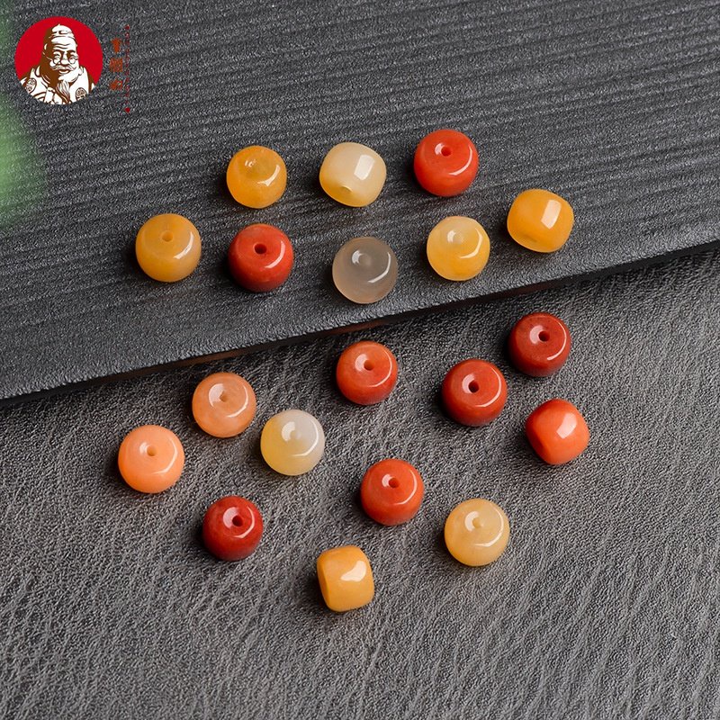 Xinjiang ลูกปัดหยกธรรมชาติ แฮนด์เมด สีทอง DIY