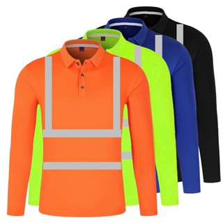 Hi Vis เสื้อโปโลแขนยาว สะท้อนแสง เพื่อความปลอดภัย แห้งเร็ว เหมาะกับใส่ทํางานกลางแจ้ง สําหรับผู้ชาย