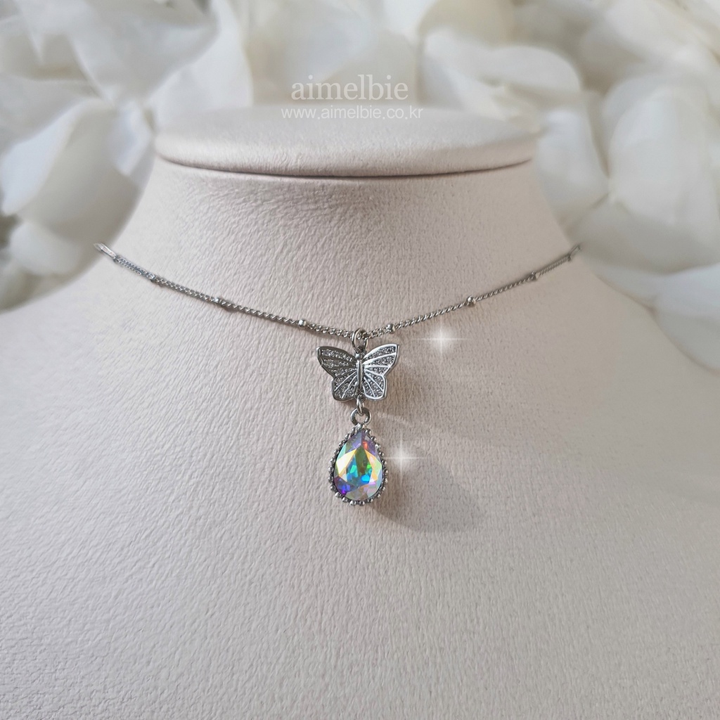 Dreamy Butterfly สร้อยคอกึ่งโชคเกอร์ สีรุ้ง (STAYC Isa, STAYC Seeun, Sejeong Kim, Oh My Girl Jiho Ne