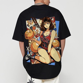 Slamdunk T Shirt Oversized Anime Beauties Design Front And Back Printed Tshirt Black Tops Tees_09