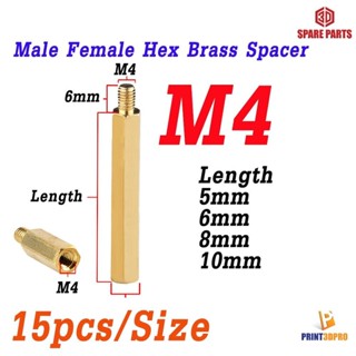 Screw M4 Hex Brass Male Female Standoff Board Pillar Hexagon Thread PCB Spacer Nut Hollow Column 15pcs/Size