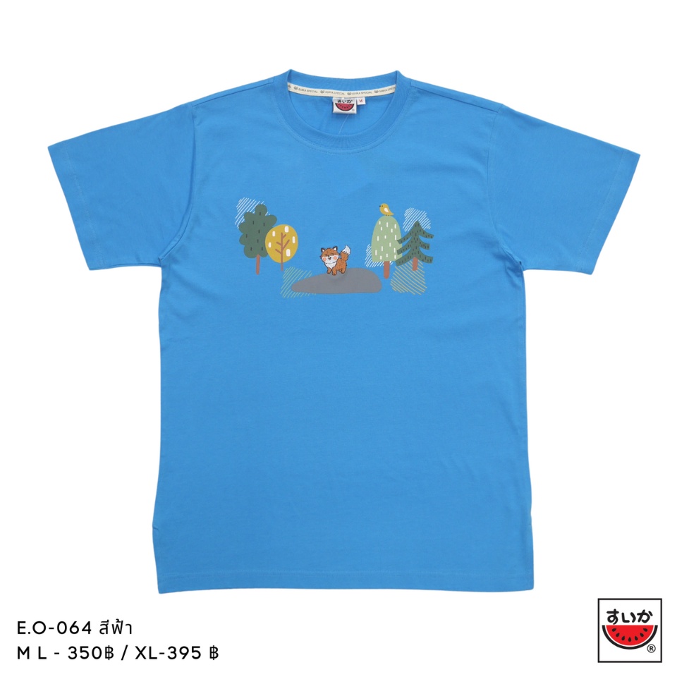 แตงโม (SUIKA) - เสื้อยืดคอกลมแขนสั้น ลายปักสุนัขจิ้งจอก ( E.O-064)