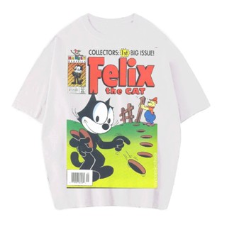 เสื้อยืด โอเวอร์ไซซ์ พิมพ์ลาย "felix the cat collector" | เสื้อยืด สไตล์วินเทจ | อนิเมะ