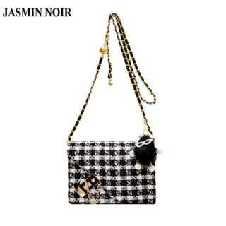 Jasmin NOIR กระเป๋าสะพายไหล่ ผ้าขนสัตว์ แต่งสายโซ่ สําหรับผู้หญิง