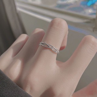 925 sterling silver ring ring female simple ring opening adjustable index ring minority design light extravagant ring