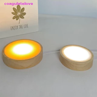 Coagulatelove Round LED Night Light Base ขาตั้งจอแสดงผลสําหรับตกแต่งแก้วคริสตัล [HOT]