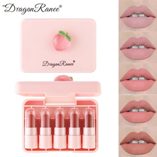 Dragon Ranee 5ชิ้น/เซ็ตชุดลิปสติก Peach Mini ลิปสติกชุด Nuuo