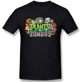 Cartoon 100%cotton เสื้อ ยืด ผ้า มัด ย้อม Mens Funny Plants Vs. Zombies Graphic Shirts For Men Novelty Gamer Idea _02
