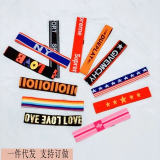 พร้อมส่งในไทย ที่คาดหัว แบบยางยืด เส้นเล็ก. คาดหัวลายอักษร