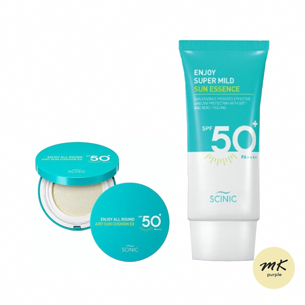 Scinic Enjoy Super Mild Sun Essence เอสเซนส์กันแดด 50 มล. SCINIC Enjoy All Round Airy Sun Cushion EX