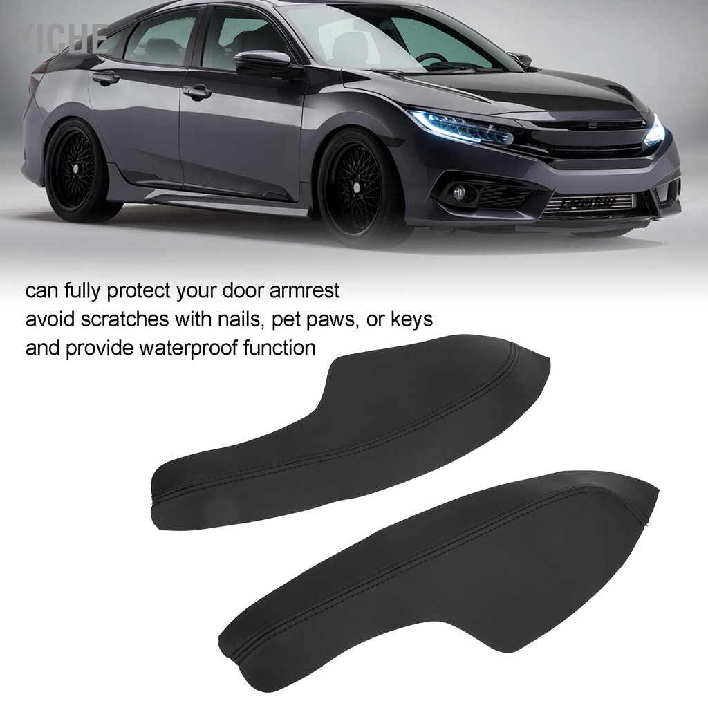 YiChe 1 คู่สีดำที่เท้าแขนแผงประตูด้านหน้ารถอุปกรณ์ตกแต่งภายในสำหรับ Civic 2016-2021
