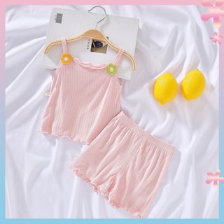 Baby fresh summer sleeveless lace thin womens modal vest set cute suspender two-piece set